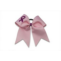 Breast Cancer Awareness Hair Bow w/ Glitter Ribbon & Deco Grid Knot